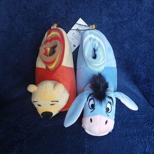 Disney Winnie the Pooh & Eeyore Kids Slip-On Slippers Size 11-12 New
